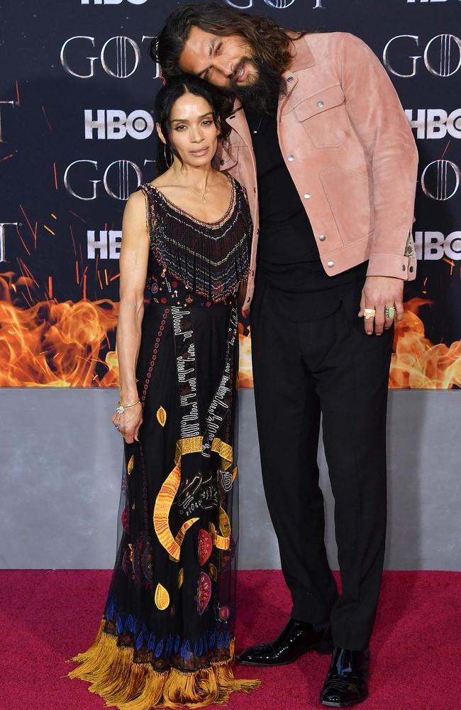 US actor Jason Momoa and his wife actress Lisa Bonet arrive for the 