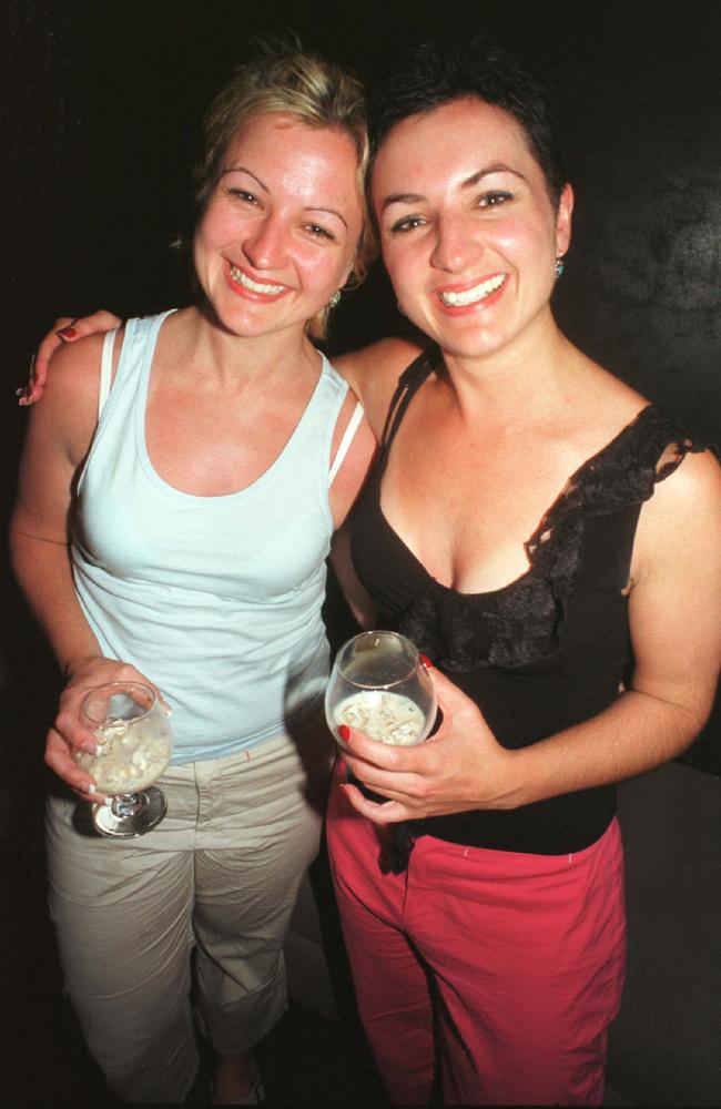 Twins Nevenka and Soraya Scott party at the Rolling Rock nightclub in November 2002. Picture: Sharyn Rosewarne