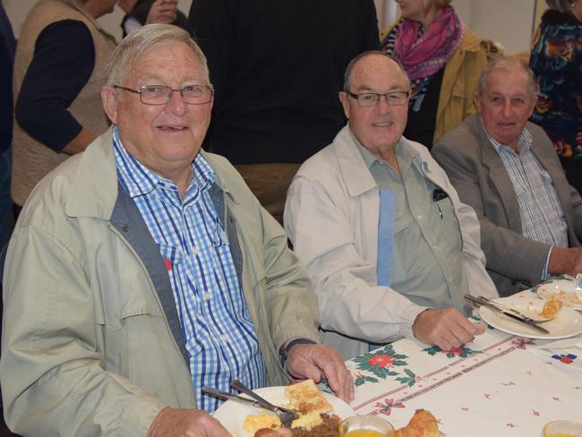 (From left) Doug Cutmore, Bruce Preston and Denis Ryan at the Welcome to Warwick Poetry and Comedy Breakfast for Jumpers and Jazz in July.