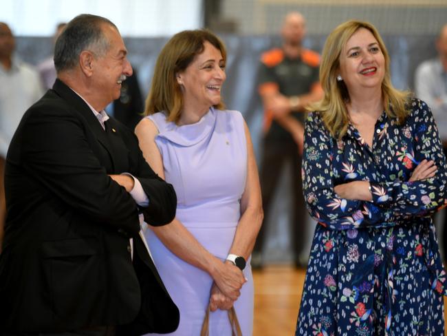 Premier and Olympics Minister Annastacia Palaszczuk (right) with Olympic committee chair Andrew Livoris and Mayor Jenny Hill in Townsville on Thursday. Picture: Evan Morgan