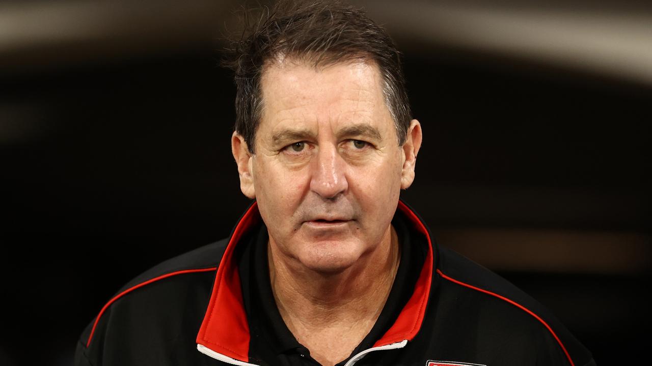 St Kilda’s defenders tested ‘cuddly’ Ross Lyon on Saturday night. Picture: Robert Cianflone/Getty Images