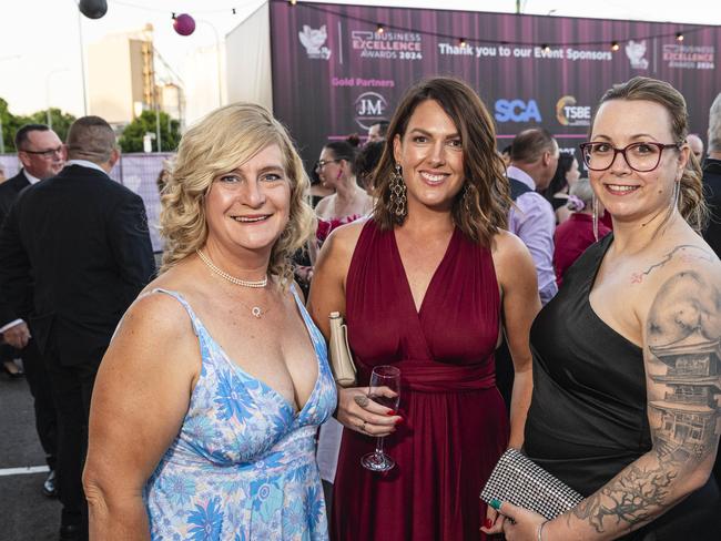 Representing People First Bank are (from left) Philippa Garmany, Melissa Martin and Jennyfer Rowley at Little Pig Consulting Business Excellence Awards at Rumours International, Saturday, October 19, 2024. Picture: Kevin Farmer