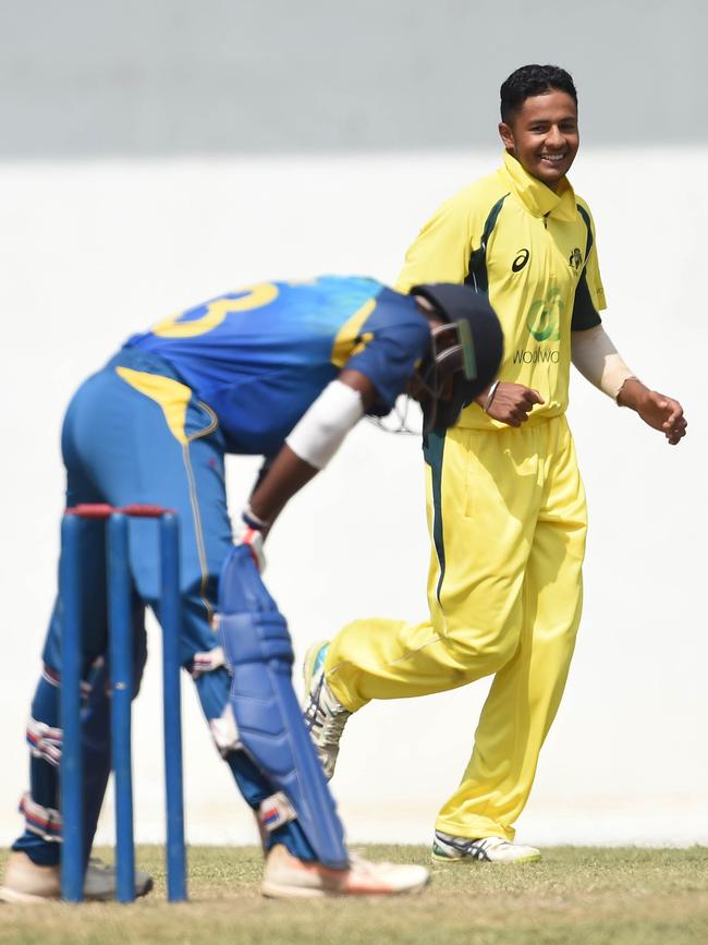 Sangha playing for the Australian U19s in Sri Lanka in 2019.