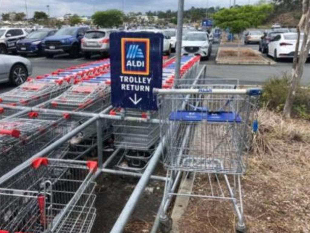 Some Aldi customers have complained that the supermarket’s carts are too big, especially in comparison to rival supermarkets. Picture: Facebook/AldiMumsAustralia