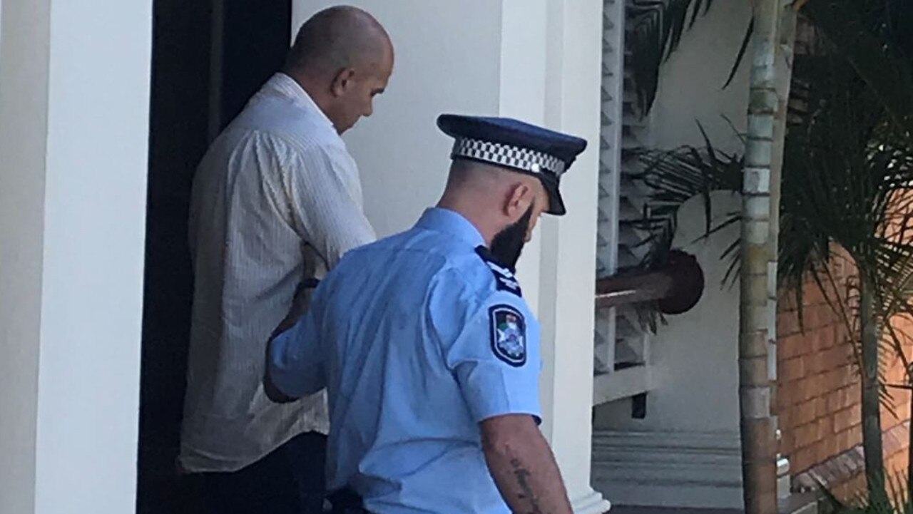 Russell Douglas Johnston is led from the Gympie District Court after being found guilty of choking in a domestic setting and common assault. Pictures: Josh Preston