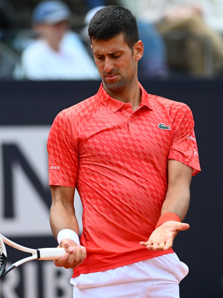 Novak Djokovic was not happy. Photo by Justin Setterfield/Getty Images.