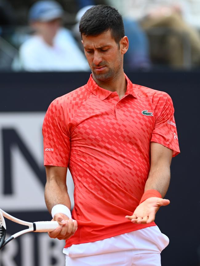 Novak Djokovic was not happy. Photo by Justin Setterfield/Getty Images.