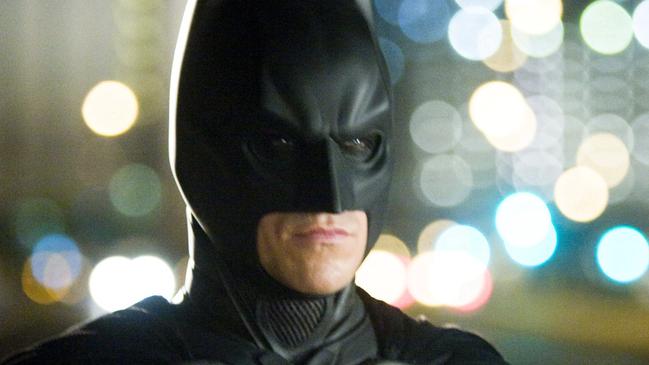 Actor Christian Bale as Batman in scene from film &The Dark Knight&.