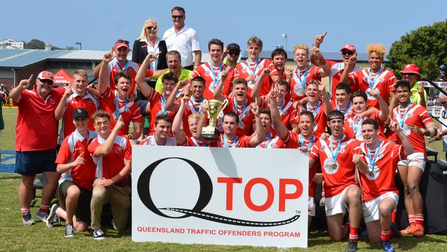 Currumbin celebrate winning the 2018 under-19 premiership. Picture: Rugby League Gold Coast