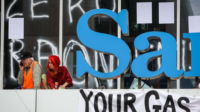 Protestors at the Santos head office in Adelaide in March 2020. Picture: Matt Turner