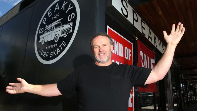 Speakys Surf Skate Snow owner Nathan Lyons is closing the doors of the store on Christmas Eve after more than five decades. Picture: Alan Barber