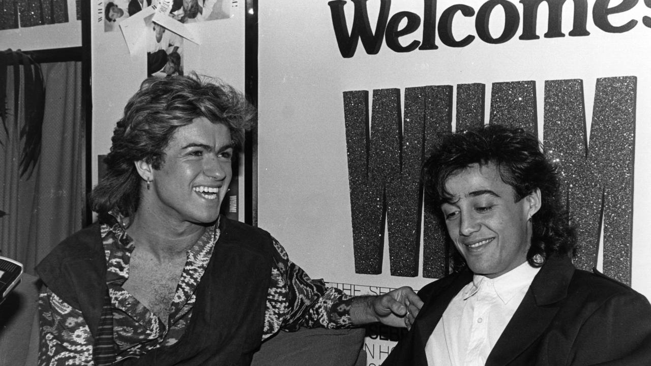 George Michael and Andrew Ridgeley at the Sebel Townhouse Hotel in Sydney. Picture: Courtesy of Mirvac Hotels.