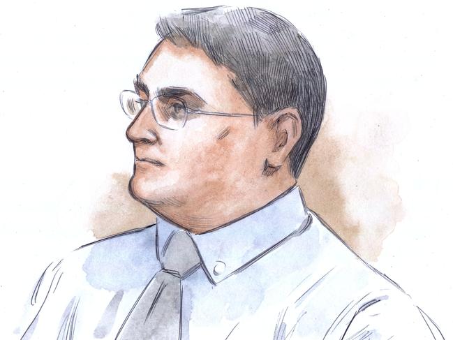 A court sketch of Bradley Robert Edwards. Picture: AAP