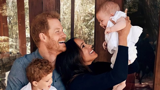 The Duke and Duchess of Sussex and their children Archie and Lilibet in their 2021 Christmas card.