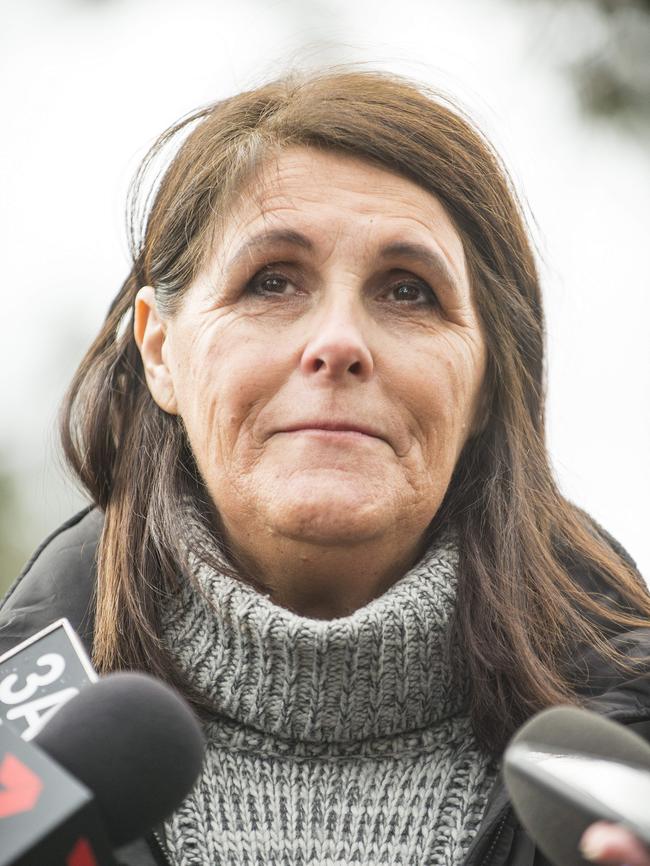 Patricia, Karen's aunty, talks to the media. Picture: Eugene Hyland