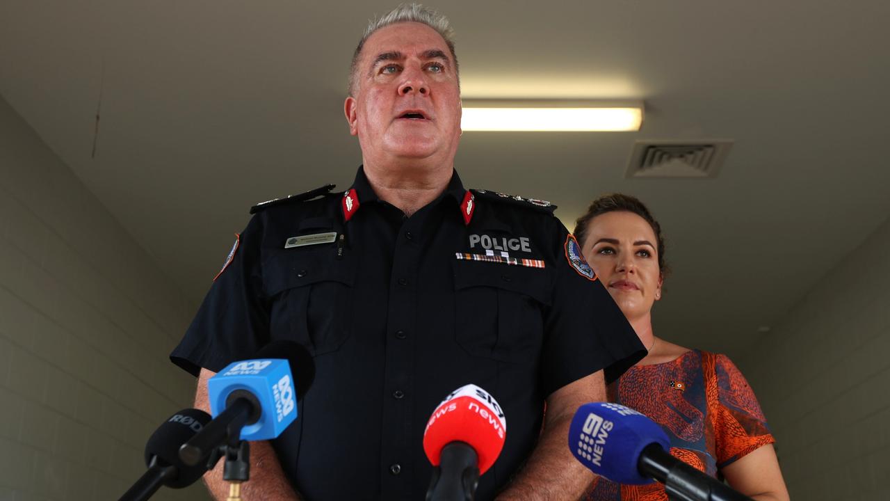 Chief Minister Lia Finocchiaro and NT Police Commissioner Michael Murphy touring the Peter McAulay Centre Berrimah watch house. Picture: Zizi Averill