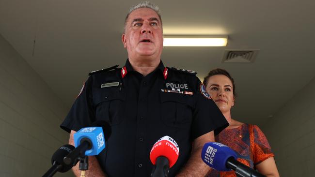 Chief Minister Lia Finocchiaro and NT Police Commissioner Michael Murphy touring the Peter McAulay Centre Berrimah watch house. Picture: Zizi Averill