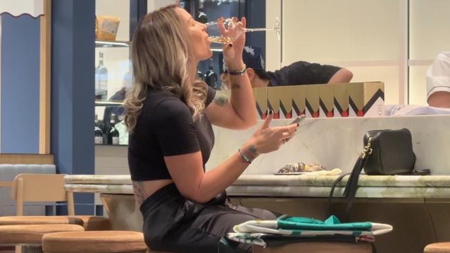 Former Slater + Gordon employee Bridgett Maddox seen enjoying champagne and oysters recently.