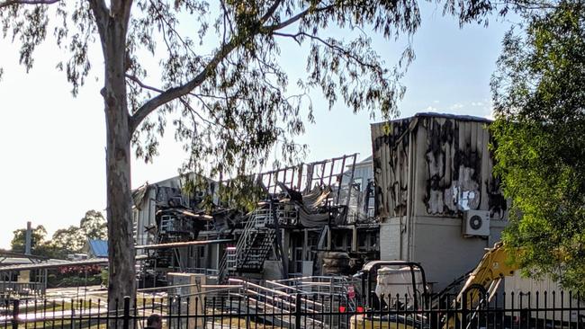 A large fire tore through Southport State High School in the early hours of Friday morning. Picture: Luke Mortimer