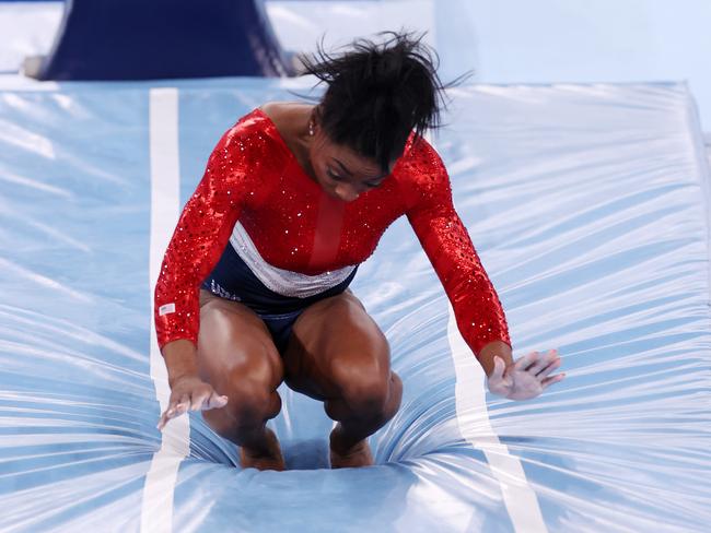 Luckily, she lands on her feet. Picture: Jamie Squire/Getty Images