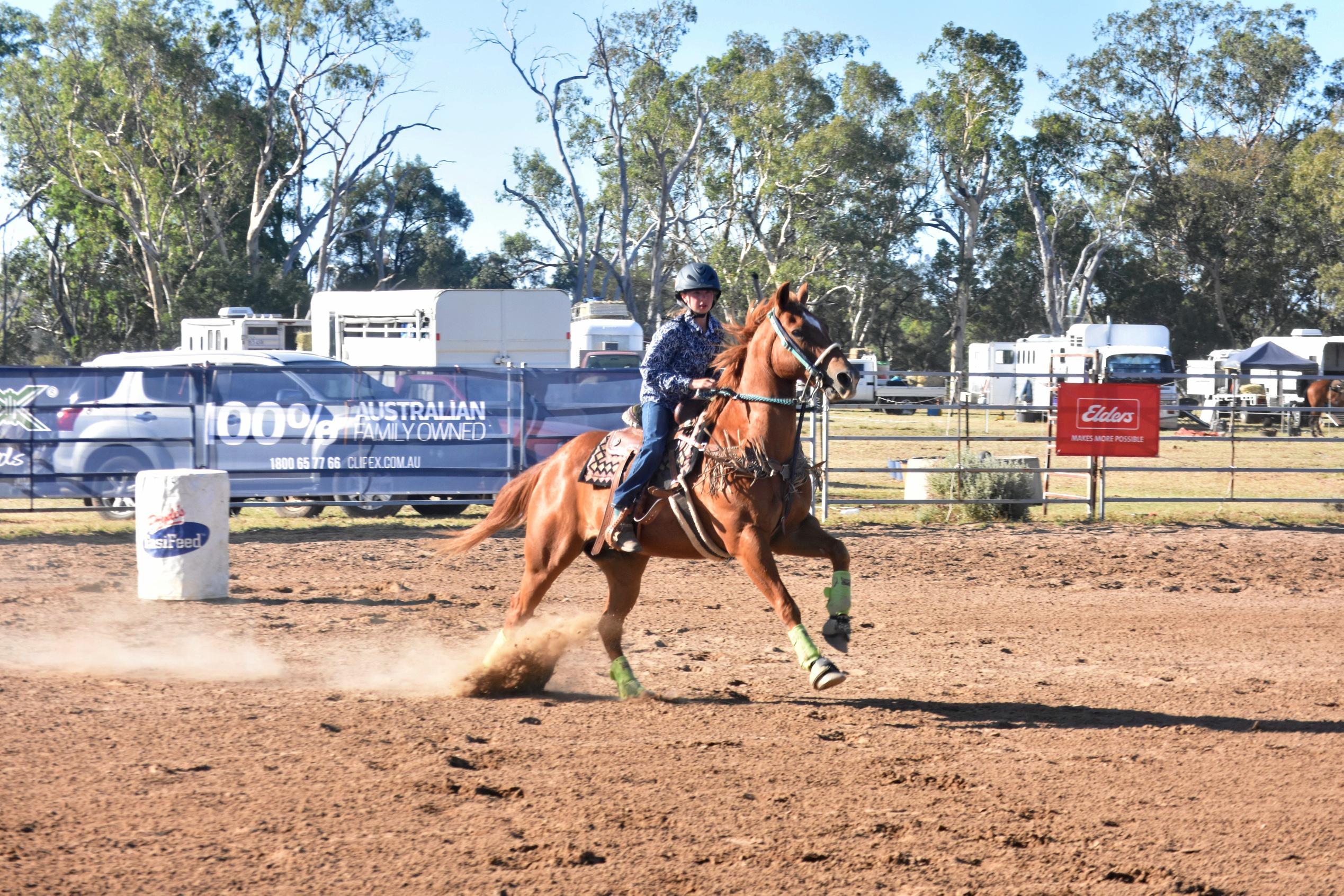 Katie McColley, 8-12 years barrel racing, Ayers Jackpot. Picture: Jorja McDonnell