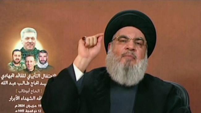 The Hezbollah leader, Hassan Nasrallah, has started to tone down his language. Picture: Al-Manar/AFP