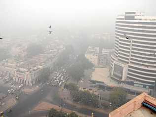 The Indian capital engulfed in smog in New Delhi, India. Picture: STR