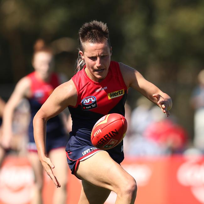 Karen Paxman was busy as always for the Demons. Picture: Getty Images