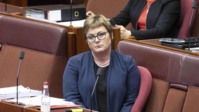 Defence Minister Linda Reynolds has apologised to her former staffer Brittany Higgins in the Senate chamber. Picture: Gary Ramage