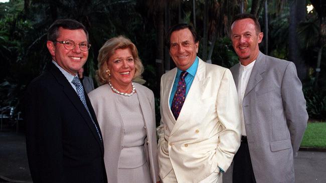 Philip Bacon, Ros Packer, Barry Humphries and Frank Howarth in 1997.