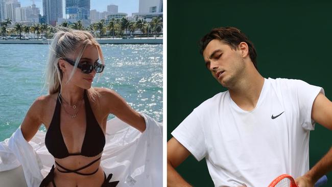 Fritz' girlfriend Morgan Riddle has shown just why the tennis star has gone from strength to strength. Photo: Getty Images and Instagram