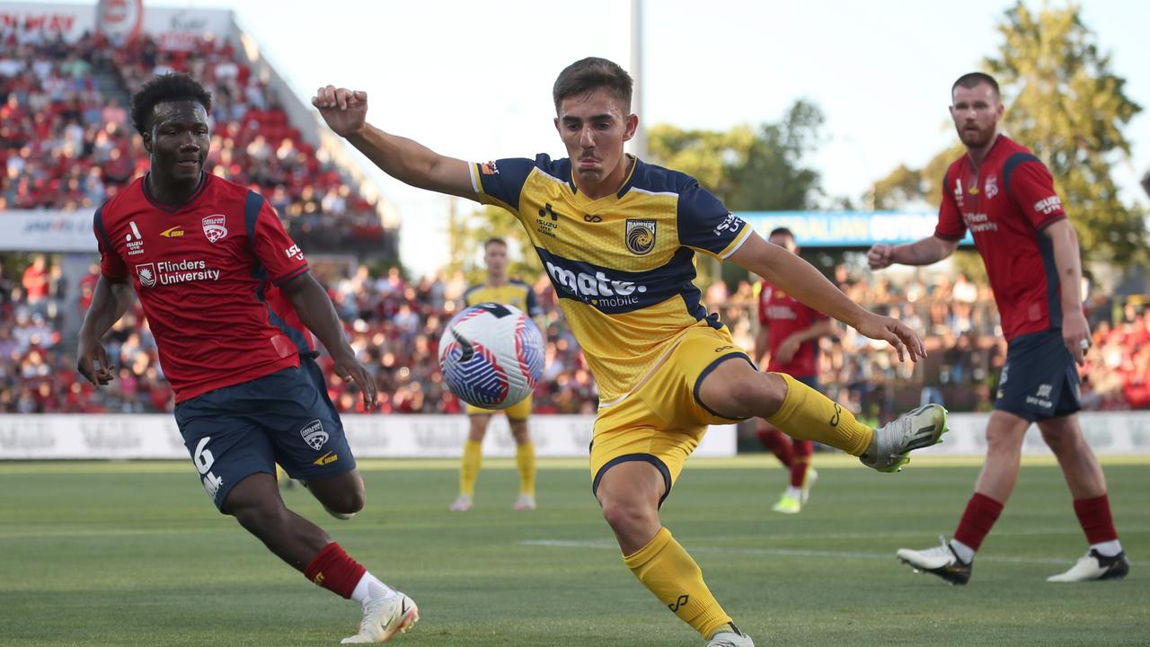 Mariners star Josh Nisbet has been called into the Socceroos squad. Picture: Kelly Barnes/Getty Images