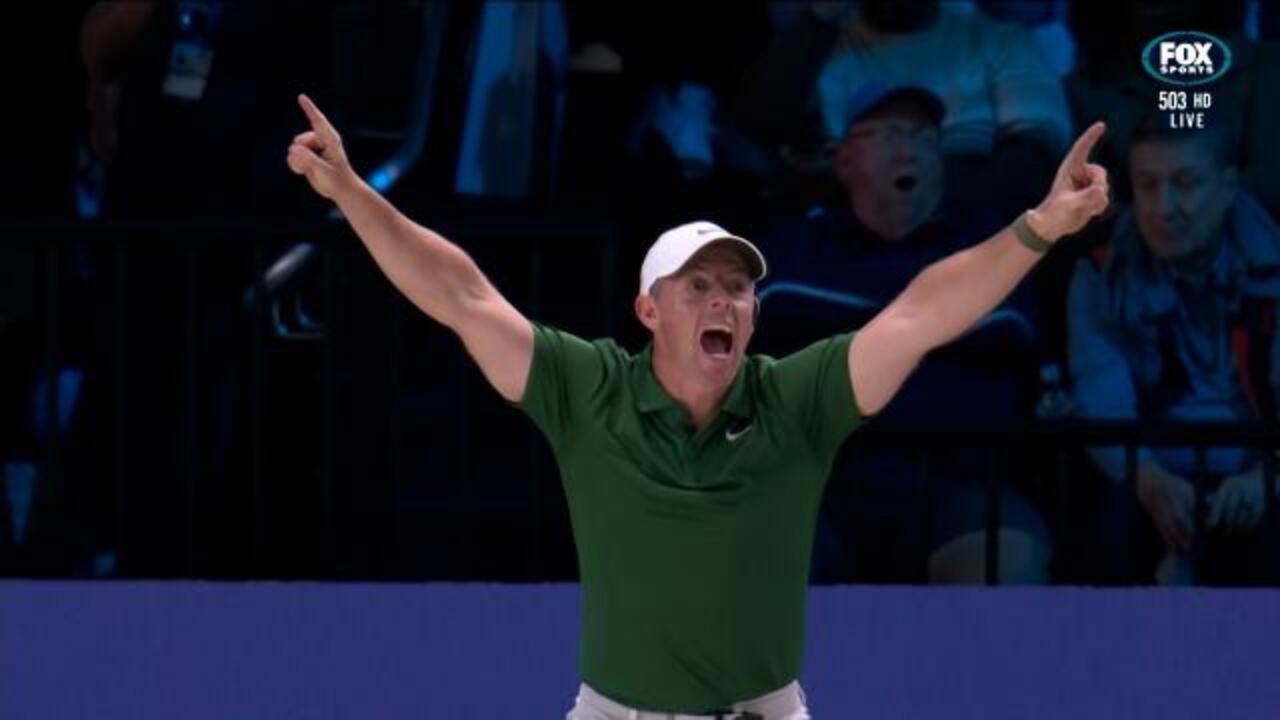 McIlroy PUMPED after clutch Scott putt