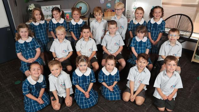 St Mary MacKillop Bannockburn My First Year Picture 2 Class : Pep Teal Back Row From Left: Kayla Horner, Freya Burridge, Marlee Jacobsson, Elijah Broz, Hamish Kompa, Peyton Wellington, Blake Arnold Middle Row From Left: Billie Wiedmann, Zachary Campbell, Caleb Fawcett, Xavier White, Emily Maguire, Will Abbott Front Row From Left: Mayci Bronca, Noah Rasmussen, Kayla Bogie, Annie Long, Rocco Cornwill, Lucas Turra Picture Mark Wilson