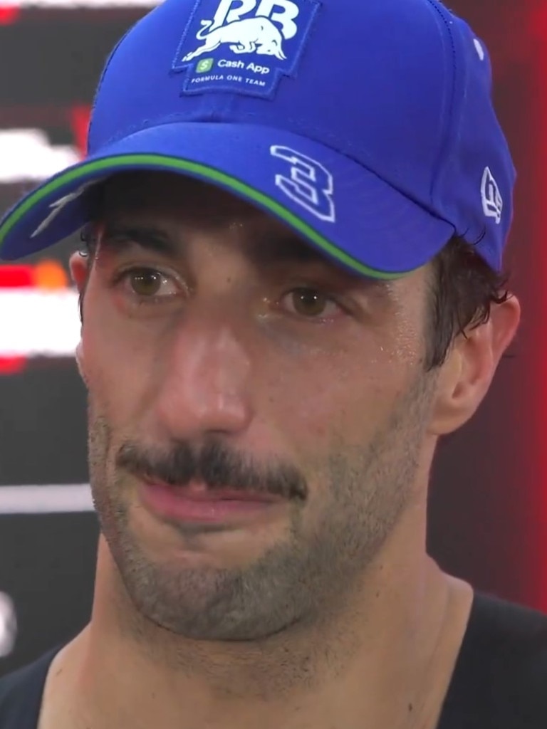 Ricciardo was only barely holding back the tears. Photo: Twitter