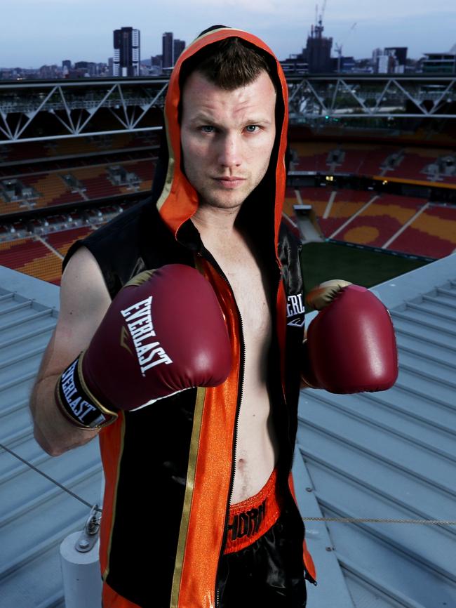 Jeff Horn on the roof of Suncorp Stadium. Picture: Annette Dew