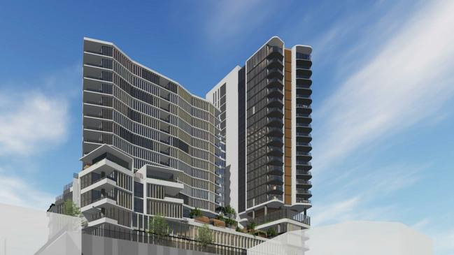 Artist impression of retirement village planned for Old Gold Coast Hospital site as part of the Queen Street Village development in Southport. Picture: Supplied.