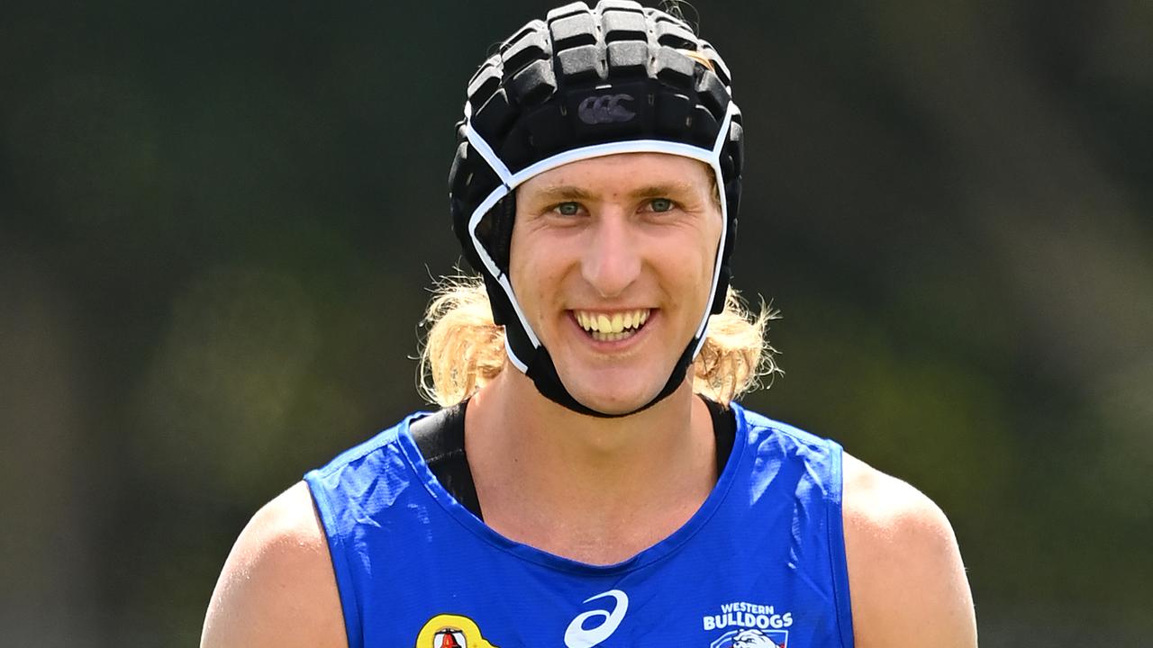 Aaron Naughton is all smiles in his new headgear. Picture: Getty Images