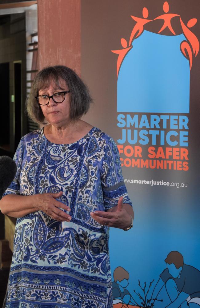 Northern Territory Aboriginal Justice Agreement (NTAJA) co-chair Olga Havnen spoke at the launch of the Smarter Justice for Safer Communities campaign, a Territory-wide initiative to tackle crime and offending rates. Picture: Sierra Haigh