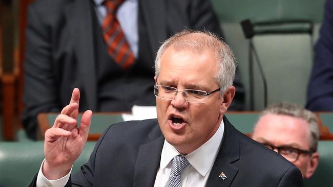 PM Scott Morrison during Question Time in the House of Representatives Chamber, Parliament House in Canberra. Picture Kym Smith