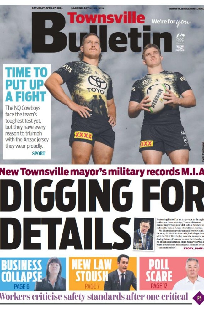 Townsville Bulletin 2024 front page