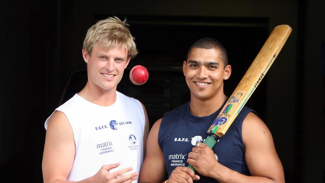 Ben Warren and former AFL player Damian Cupido played cricket at Langhorne Creek. Picture: File