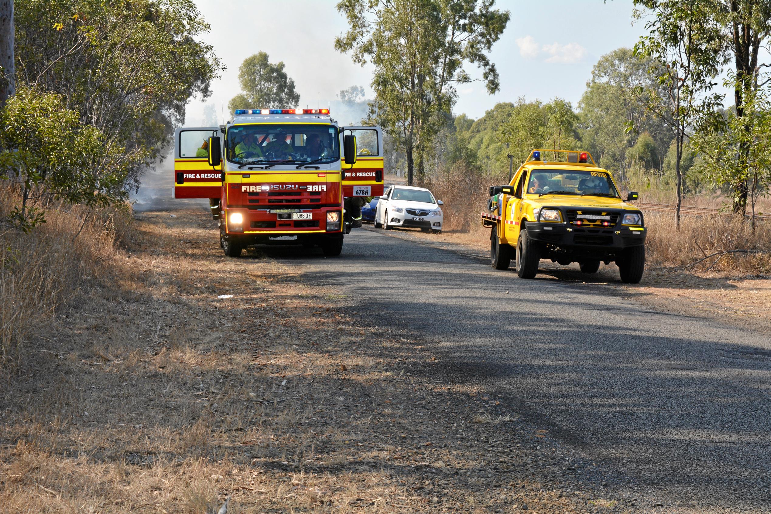 Crews are battling a grass fire which started at Philps road, Grantham. September 13, 2018. Picture: MEG BOLTON