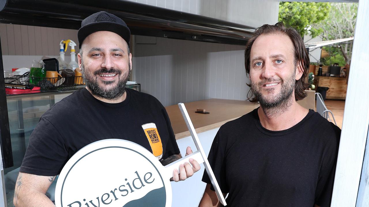 Restaurateur Yianni Passaris and designer Alex Derlot at Lone Pine Sanctuary's cafe, which they are redesigning. Picture: Liam Kidston.