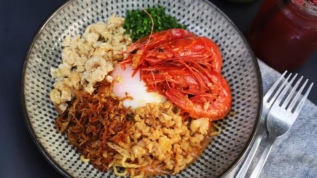 Uni and Scarlet prawns mie goreng. Picture: Jenifer Jagielski