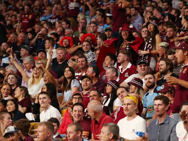 State of Origin was packed, but you can’t have any more than 200 people at a funeral. Picture: Chris Hyde/Getty Images