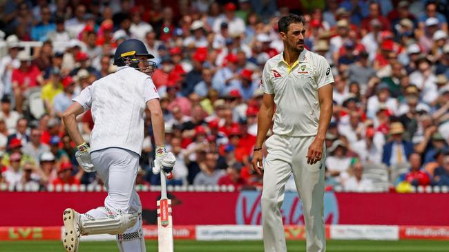 Australia's Mitchell Starc has had an expensive afternoon so far. Picture: AFP