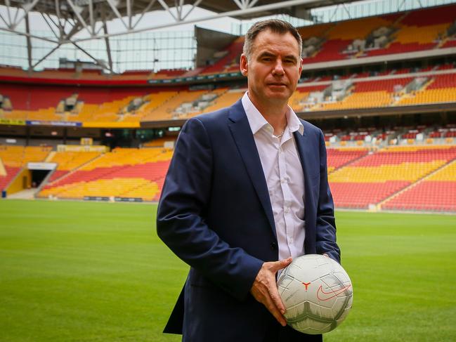 Ante Milicic, newly appointed head coach of the Matildas, Australia's national women's football team, poses after a press conference at Suncorp Stadium in Brisbane on February 21, 2019. - Australian football chiefs on February 21 ruled out any review into the controversial sacking of national women's coach Alen Stajcic, as his successor Ante Milicic said the team must move on with the World Cup looming. (Photo by Patrick HAMILTON / AFP) / -- IMAGE RESTRICTED TO EDITORIAL USE - STRICTLY NO COMMERCIAL USE --