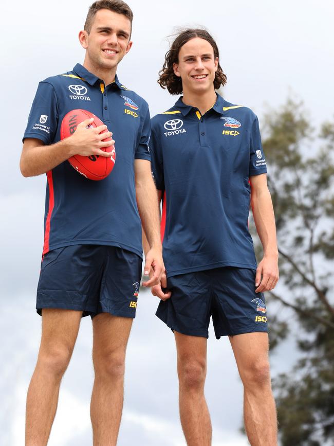 Crows draftees Lachlan Sholl and Will Hamill. Picture: Dean Martin