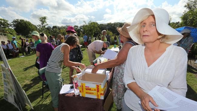 Sally Spain at a Black Swan Lake protest. Picture Mike Batterham.